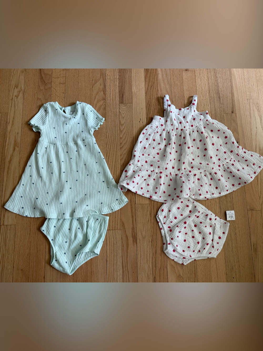 Like new Little Me organic cotton/ cotton Dress Bundle - stars and strawberries
